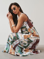 Orange/Graphic Scoop Back Jersey Maxi Dress - Image 4 of 5