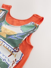 Oranžová/grafická - Žerzejové maxi šaty s hlubokým výstřihem na zádech - Obrázek 9 z 10