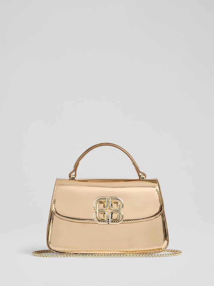 LK Bennett Metallic Annabelle Gold Patent Bag - Image 1 of 3