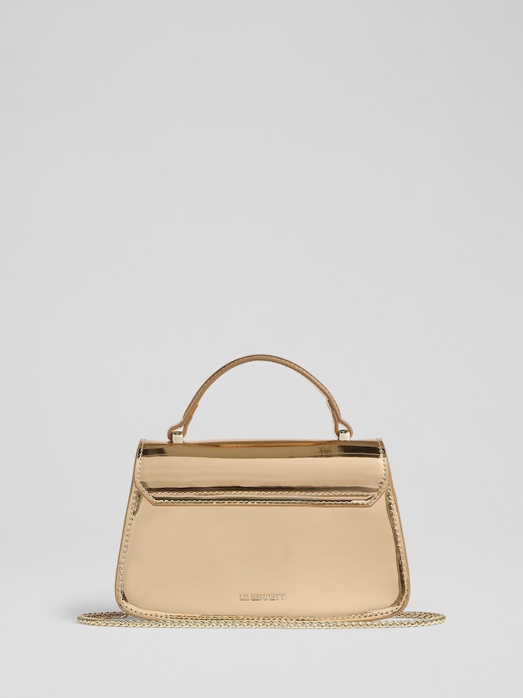 LK Bennett Metallic Annabelle Gold Patent Bag - Image 2 of 3