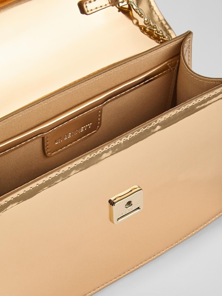 LK Bennett Metallic Annabelle Gold Patent Bag - Image 3 of 3