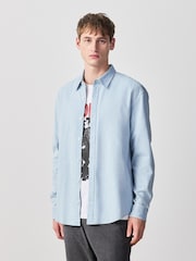 صباغة تبييض - Denim Pocket Long Sleeve Shirt - صورة 1 من 8