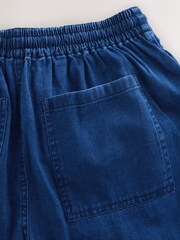 Dark Blue Pull on Lightweight Denim Wide Leg Crop Jeans - Image 5 of 6