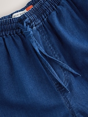 Dark Blue Pull on Lightweight Denim Wide Leg Crop Jeans - Image 8 of 11