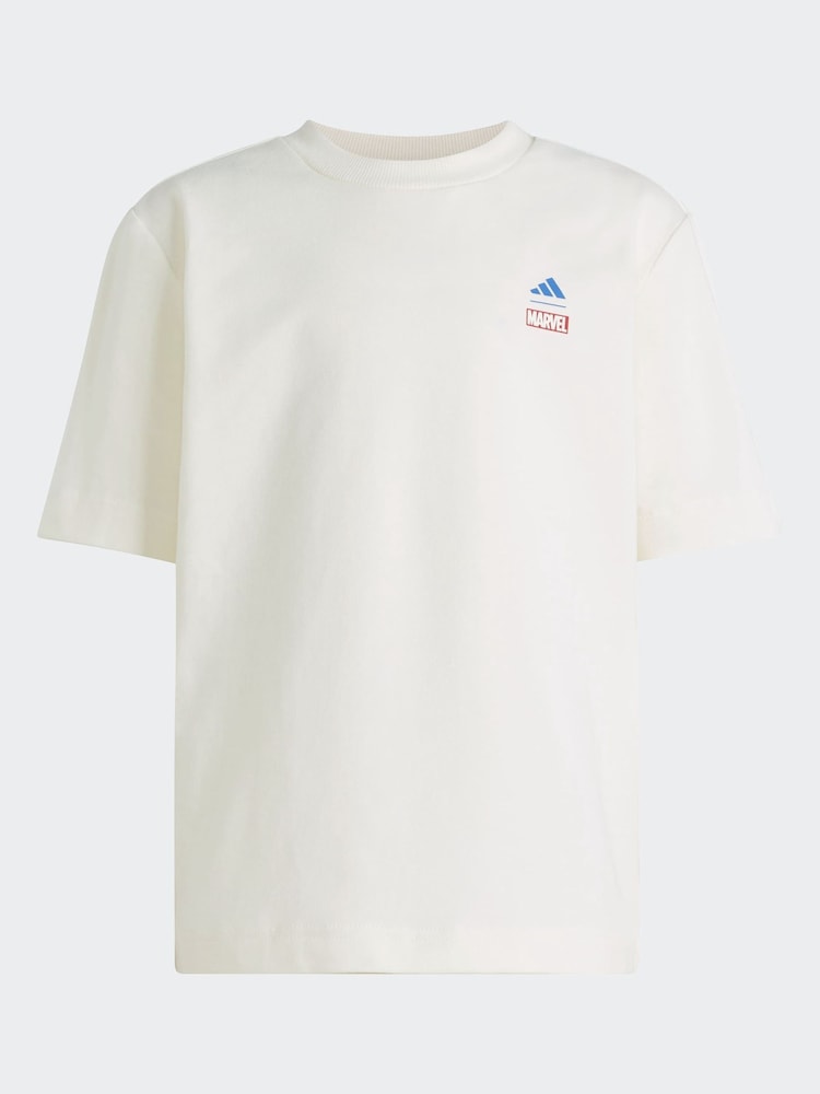 adidas White Marvel Avengers Graphic Little Kids T-Shirt - Image 6 of 6