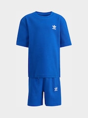 adidas Originals Dark Blue Oversized Waffle Short T-Shirt Little Kids Set - Image 6 of 8