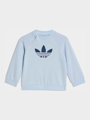adidas Originals Light Blue Trefoil Sweatshirt and Jogger Infant Set - Image 2 of 7