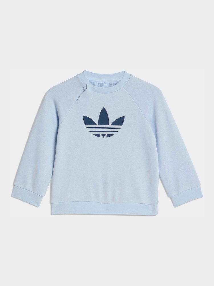 adidas Originals Light Blue Trefoil Sweatshirt and Jogger Infant Set - Image 2 of 7 adidas Originals Light Blue Trefoil Sweatshirt and Jogger Infant Set - Image 2 of 7