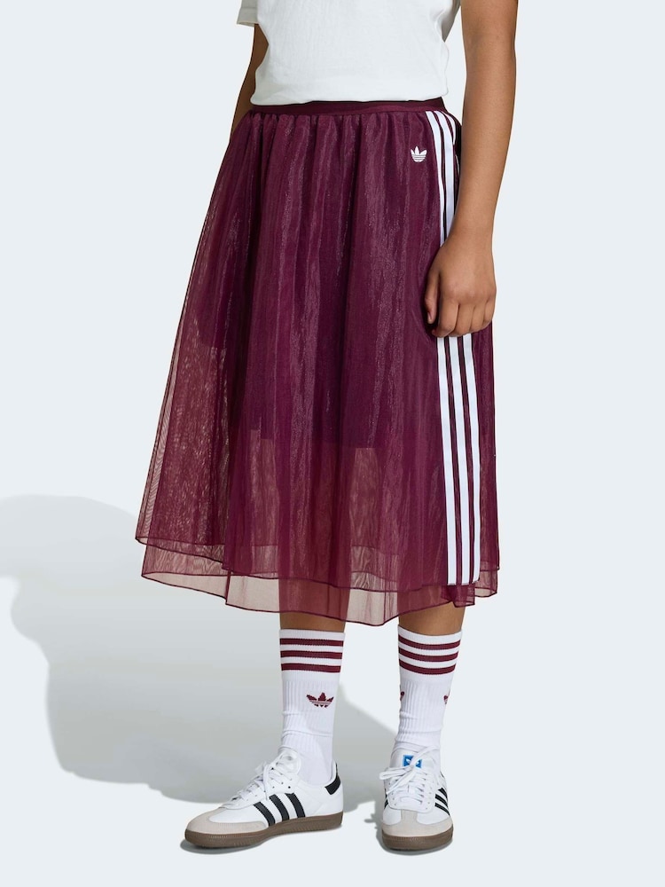 adidas Originals Red Mesh Midi Skirt - Image 1 of 6