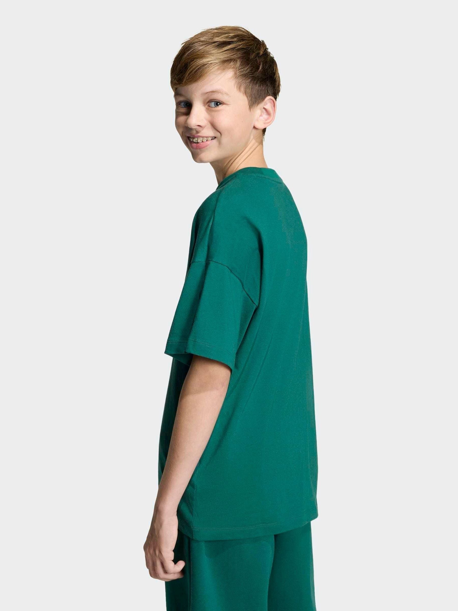 Buy adidas Originals Green Blocked Logo Oversized T-Shirt from