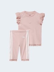 adidas Originals Pink Frill T-Shirt and Cycling Leggings Infant Set - Image 2 of 8