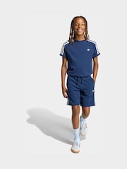 adidas Originals Blue 3 Stripes Shorts - Image 1 of 6