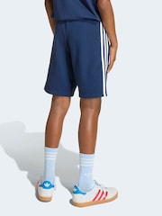 adidas Originals Blue 3 Stripes Shorts - Image 3 of 6