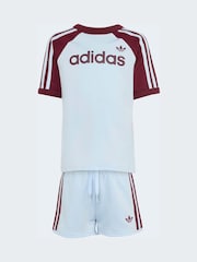 adidas Originals Blue T-Shirt and Sprinter Shorts Set - Image 6 of 10