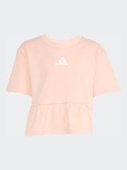 adidas Pink Peplum T-Shirt and Wide Rib Jogger Little Kids Set - Image 7 of 8