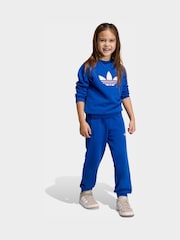 أزرق - طقم من سويت شيرت واسع بشعار الوريقات الثلاثة للأطفال الصغار من adidas Originals - صورة 4 من 10