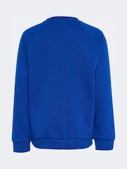 أزرق - طقم من سويت شيرت واسع بشعار الوريقات الثلاثة للأطفال الصغار من adidas Originals - صورة 9 من 10