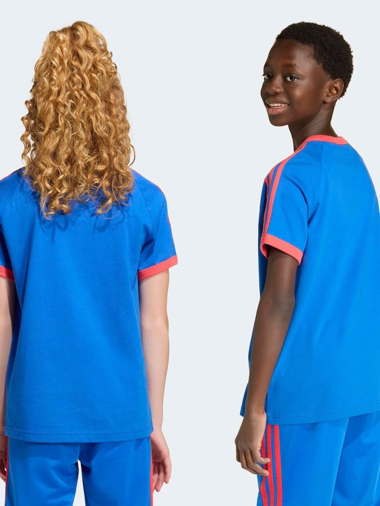 Blau/Rot - Adidas Originals T-Shirt mit 3 Streifen - Bild 2 von 6