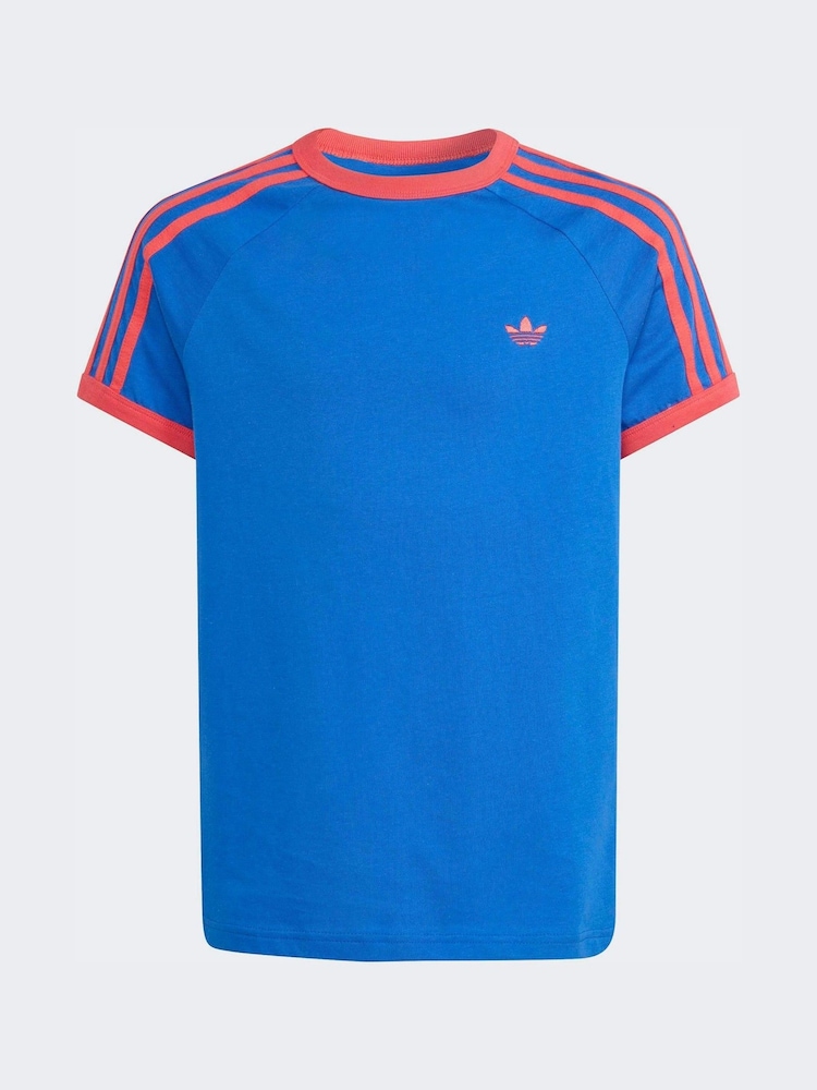 Blau/Rot - Adidas Originals T-Shirt mit 3 Streifen - Bild 6 von 6