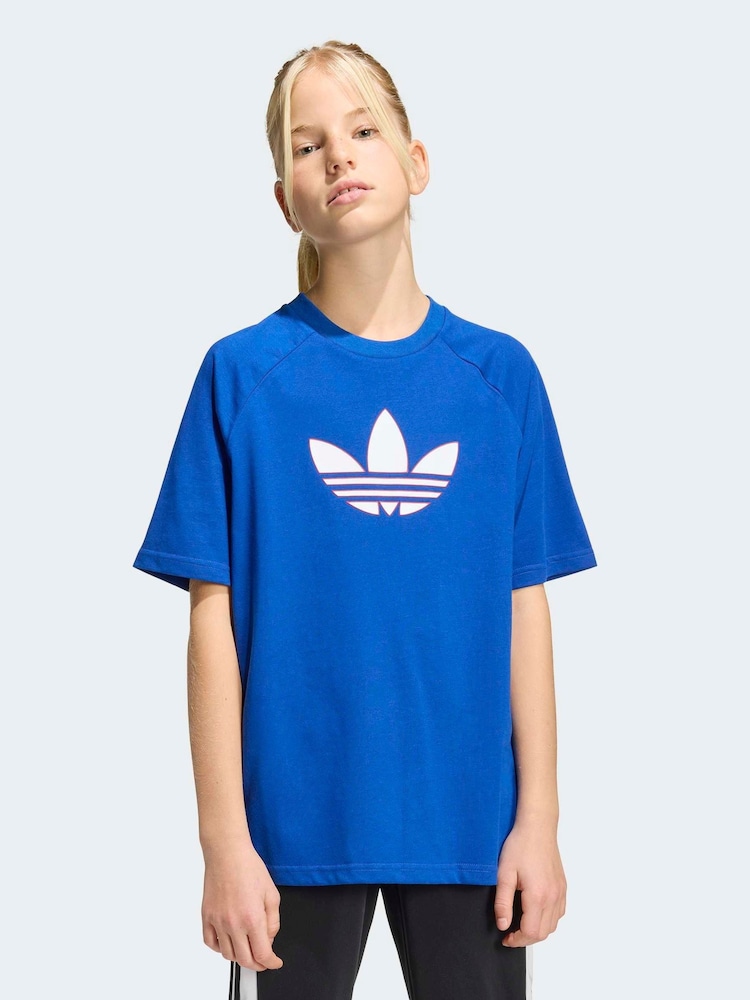 adidas Originals Dark Blue Trefoil Oversized T-Shirt - Image 1 of 5 adidas Originals Dark Blue Trefoil Oversized T-Shirt - Image 1 of 5