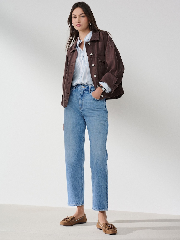 Light Blue Denim Authentic High Rise City Straight Leg Jeans - Image 1 of 9 Light Blue Denim Authentic High Rise City Straight Leg Jeans - Image 1 of 9