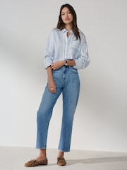 Light Blue Denim Authentic High Rise City Straight Leg Jeans - Image 2 of 9
