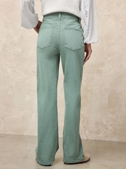 أخضر فاتح - بنطال جينز قابل للتمدد ذو رجل واسعة بخصر مرتفع - صورة 3 من 5