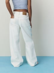 self. Ecru Relaxed Bootcut Jeans - Image 3 of 9