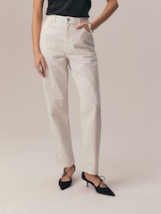 White Polka Dot Mom Comfort Stretch Column Jeans - Image 2 of 4