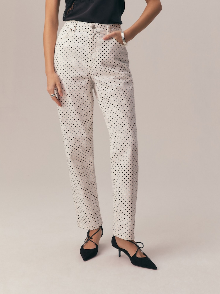 White Polka Dot Mom Comfort Stretch Column Jeans - Image 2 of 4