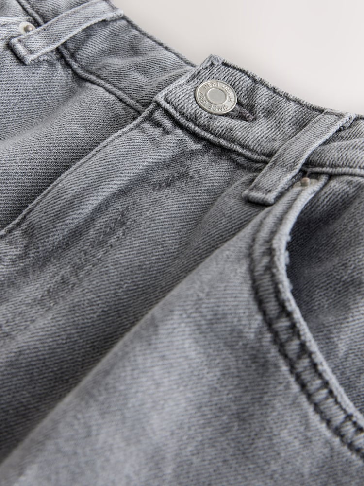 Grå - Højtaljede, krøllede front-jeans med koniske tønde - Billede 2 af 4 Grå - Højtaljede, krøllede front-jeans med koniske tønde - Billede 2 af 4