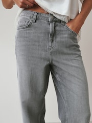 Grey High Rise Crease Front Tapered Barrel Jeans - Image 6 of 9