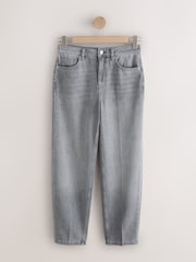 Grey High Rise Crease Front Tapered Barrel Jeans - Image 7 of 9