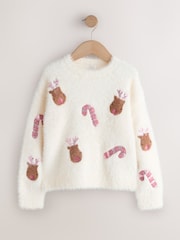 Ecru Sleigh Stripe Christmas Jumper (3-16yrs) - Image 1 of 4