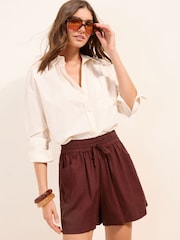 Friends Like These Brown Linen Shorts - Image 1 of 5