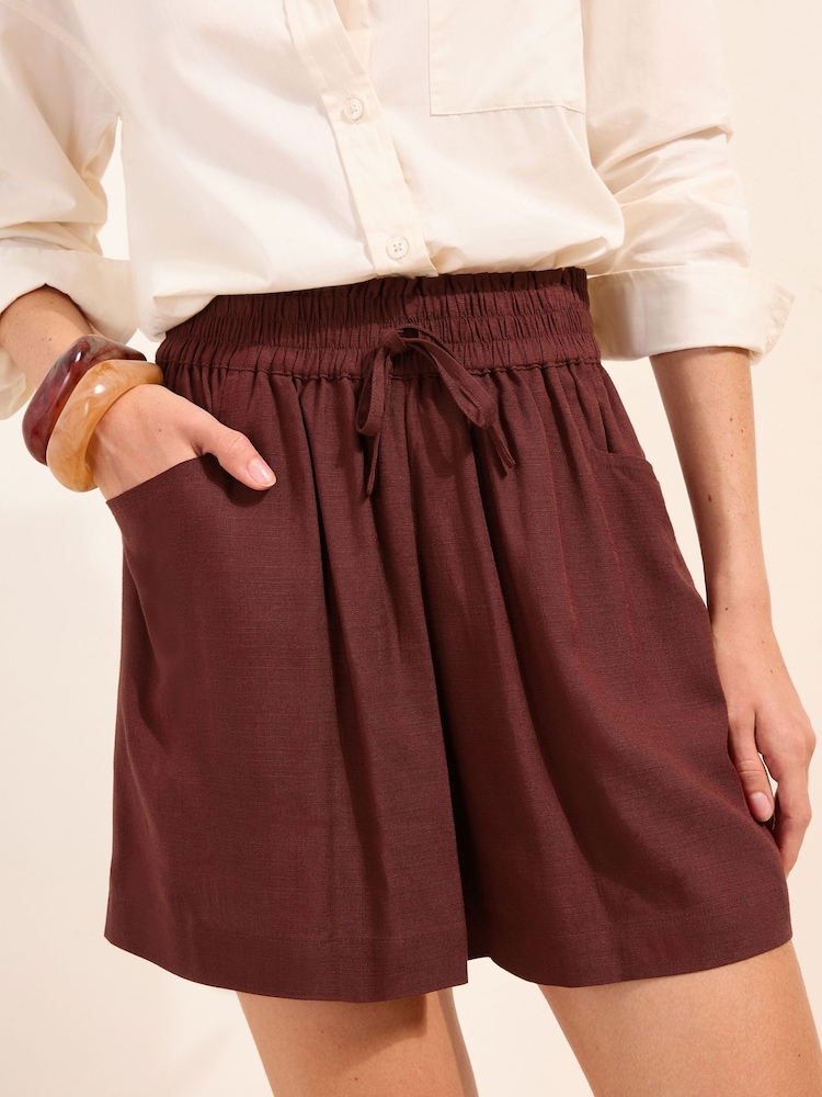 Friends Like These Brown Linen Shorts - Image 2 of 5