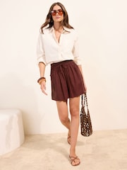Friends Like These Brown Linen Shorts - Image 3 of 5