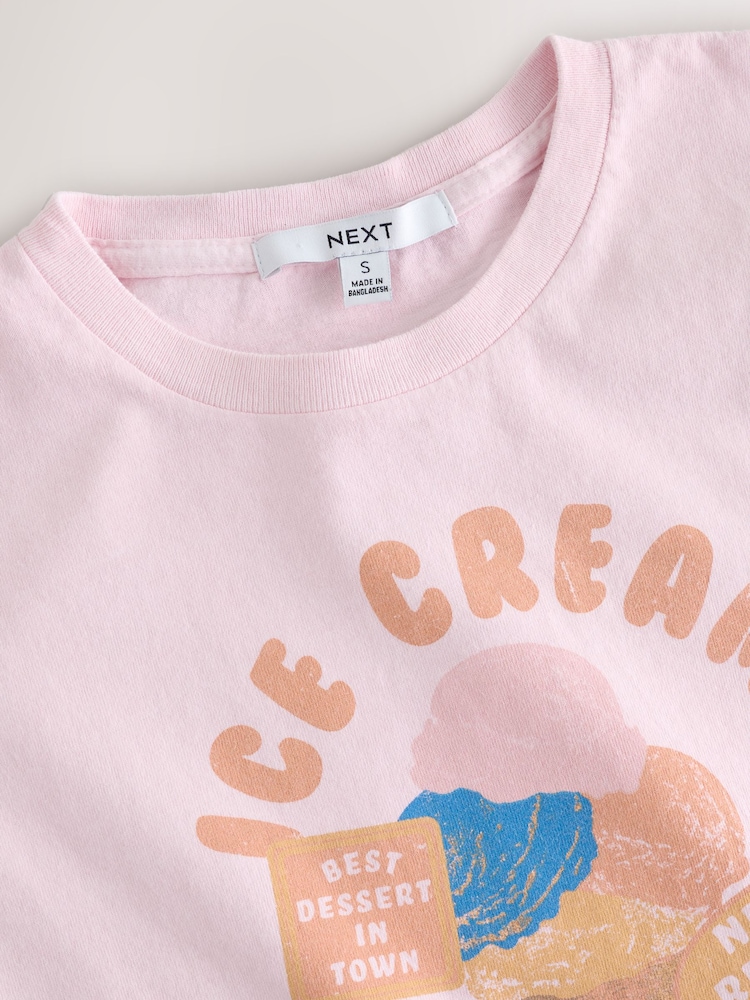 Pink Graphic Washed Crew Neck Slimline T-Shirt - Image 2 of 3