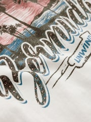 White Graphic Washed Crew Neck Slimline T-Shirt - Image 2 of 3