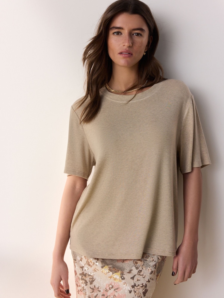 Oatmeal Tabitha Simmons Short Sleeve T-Shirt - Image 1 of 4 Oatmeal Tabitha Simmons Short Sleeve T-Shirt - Image 1 of 4