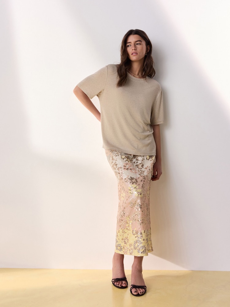 Oatmeal Tabitha Simmons Short Sleeve T-Shirt - Image 2 of 4 Oatmeal Tabitha Simmons Short Sleeve T-Shirt - Image 2 of 4