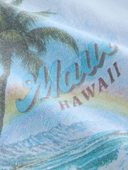 Blue Graphic Washed Crew Neck Slimline T-Shirt - Image 2 of 3