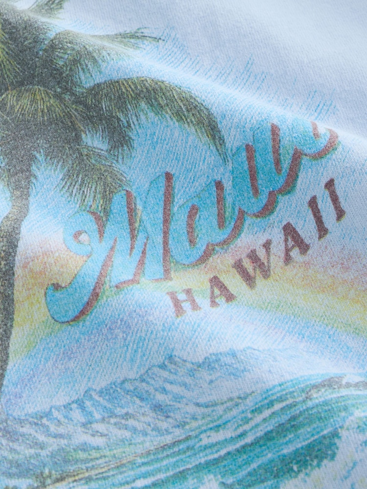 Blue Graphic Washed Crew Neck Slimline T-Shirt - Image 2 of 3