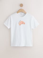 화이트 - 크루아상 그래픽 반소매 티셔츠 - 7의 이미지 5