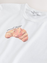 화이트 - 크루아상 그래픽 반소매 티셔츠 - 7의 이미지 6