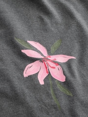 Charcoal Grey Graphic Floral Short Sleeve Crew Neck T-Shirt - Image 8 of 9