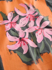 Charcoal Grey Graphic Floral Short Sleeve Crew Neck T-Shirt - Image 9 of 9