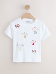 White Graphic Embroidered Ribbed Crew Neck T-Shirt - Image 6 of 8