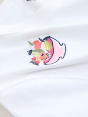 White Graphic Embroidered Ribbed Crew Neck T-Shirt - Image 7 of 8