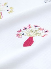 White Graphic Embroidered Ribbed Crew Neck T-Shirt - Image 8 of 8